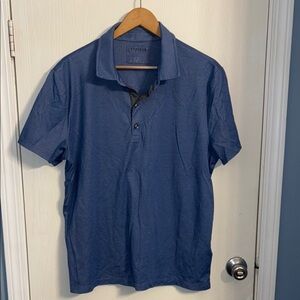 Express Blue Polo Shirt Versatile Knit Design
